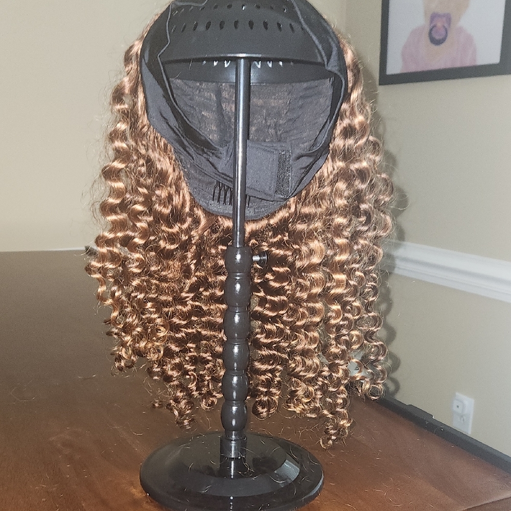 Curly Brown Human Hair Wig for Women